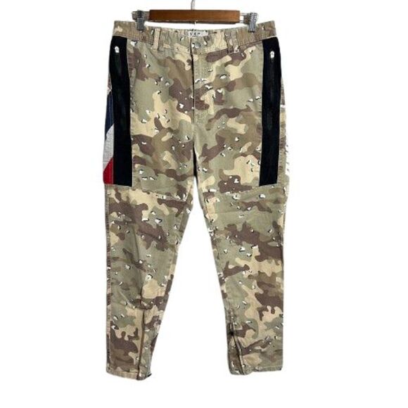 NXP NENA & PASADENA Camo Chinos Pants Men 34 x 30 Green Tapered Stretch - Picture 1 of 10